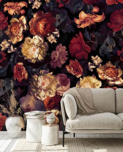 red and purple floral wallpaper