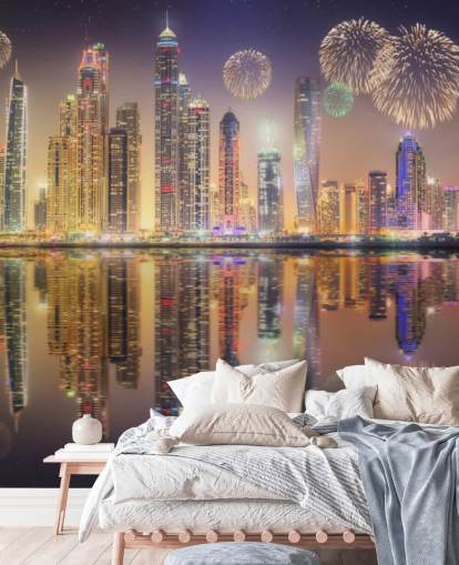 fuochi d'artificio su sfondo Dubai fuochi d'artificio su sfondo Dubai