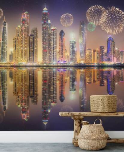fuochi d'artificio su sfondo Dubai fuochi d'artificio su sfondo Dubai
