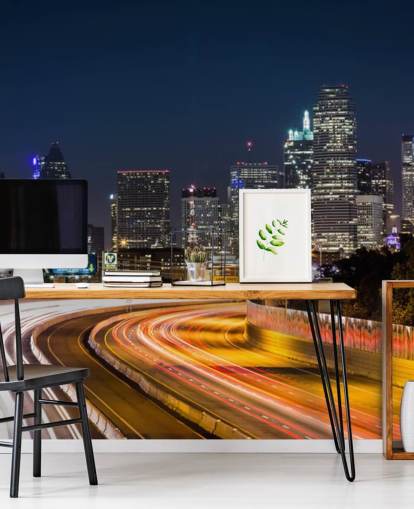 Dallas skyline om natten Dallas Skyline Wallpaper