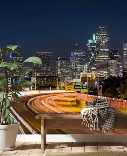 Dallas skyline om natten Dallas Skyline Wallpaper