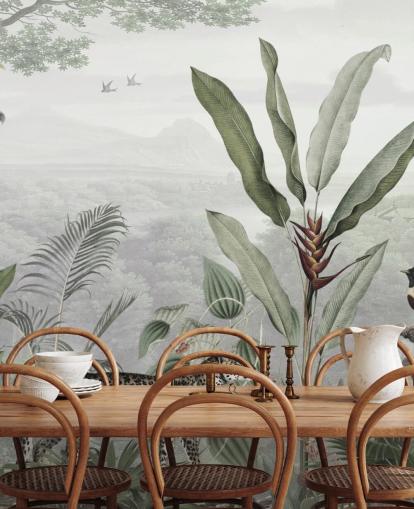 papier peint léopard et oiseaux dans la jungle papier peint léopard et oiseaux dans la jungle