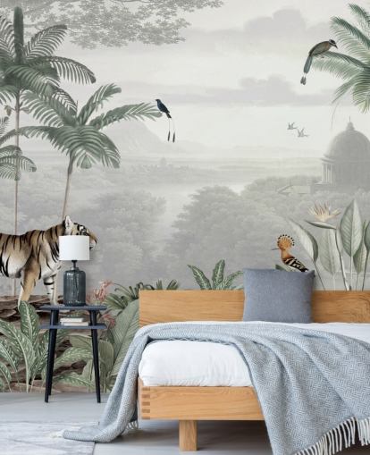 jungle with tiger and birds wallpaper jungle with tiger and birds wallpaper