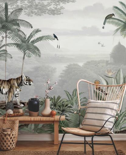 djungel med tiger och fåglar tapeter djungel med tiger och fåglar tapeter