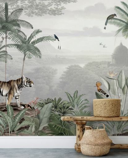 jungle with tiger and birds wallpaper jungle with tiger and birds wallpaper