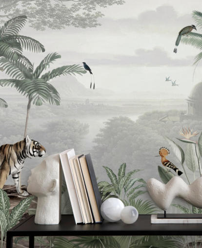 djungel med tiger och fåglar tapeter djungel med tiger och fåglar tapeter