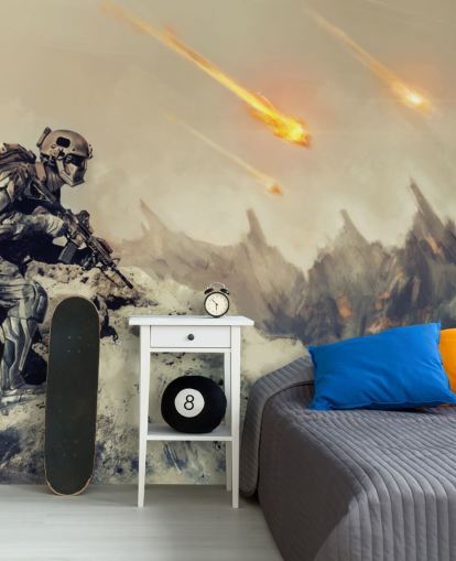 soldat avec pistolet sur la planète extraterrestre