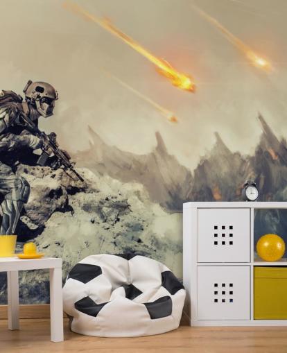 soldat avec pistolet sur la planète extraterrestre