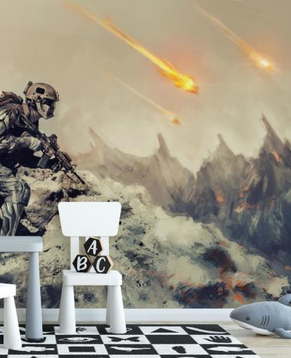 soldier with gun on alien planet