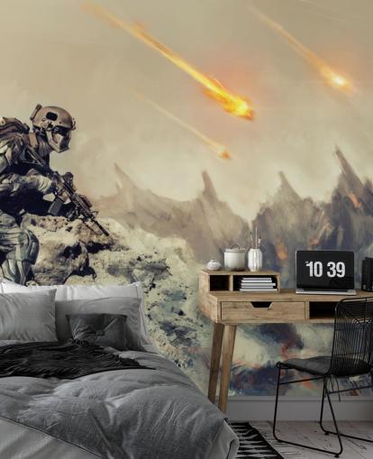 soldat med pistol på fremmede planet