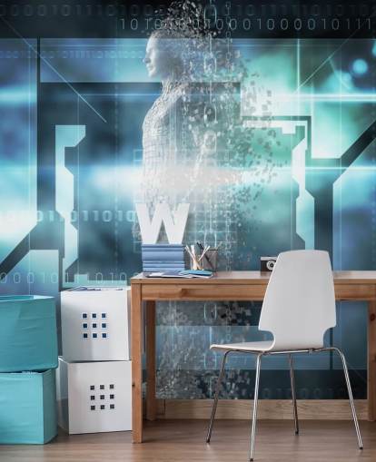 sci fi computer mand tapet