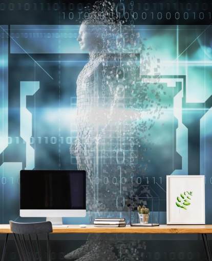 sci fi computer mand tapet