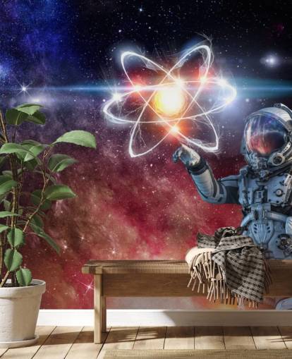 Astronaut mit galaktischem Hintergrund