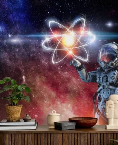 astronaut with galactic background wallpaper