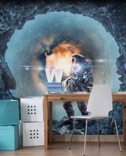 astronauta no papel de parede da caverna espacial