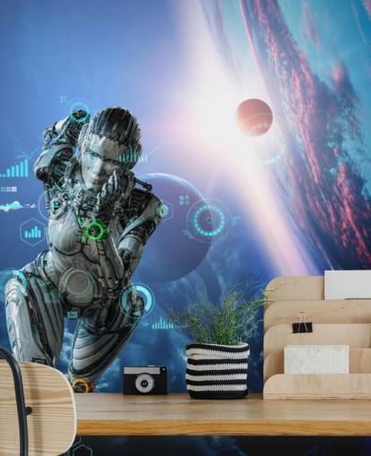 Cyberwoman läuft an der Erde vorbei Tapete Cyberwoman läuft an der Erde vorbei Tapete