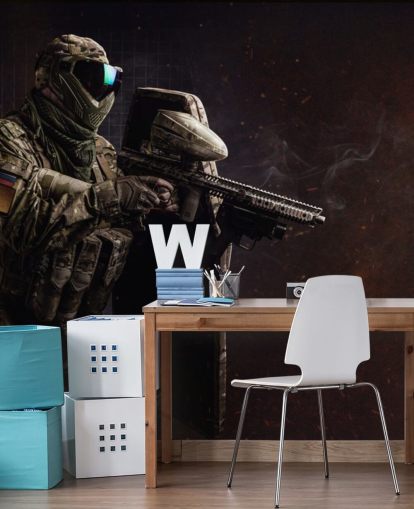 On a soldier with gun and protective glasses wallpaper On a soldier with gun and protective glasses wallpaper