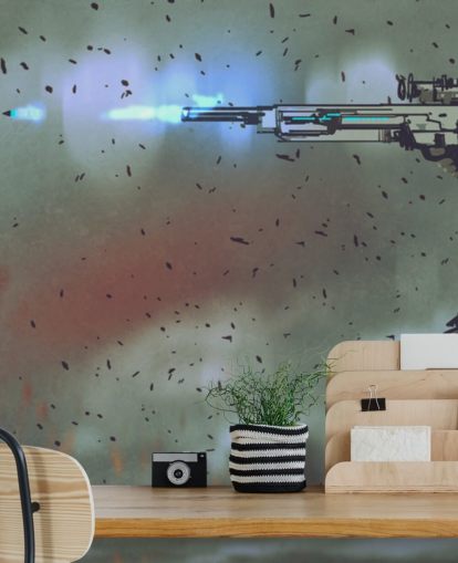 papel de parede de ilustração de estilo cartoon tiro soldado