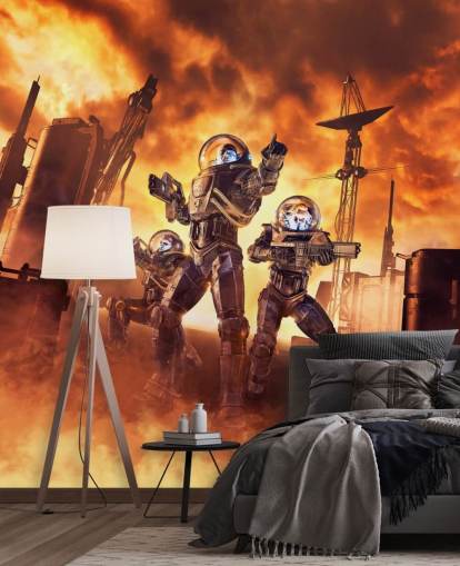 Fondos de tres soldados de ciencia ficción