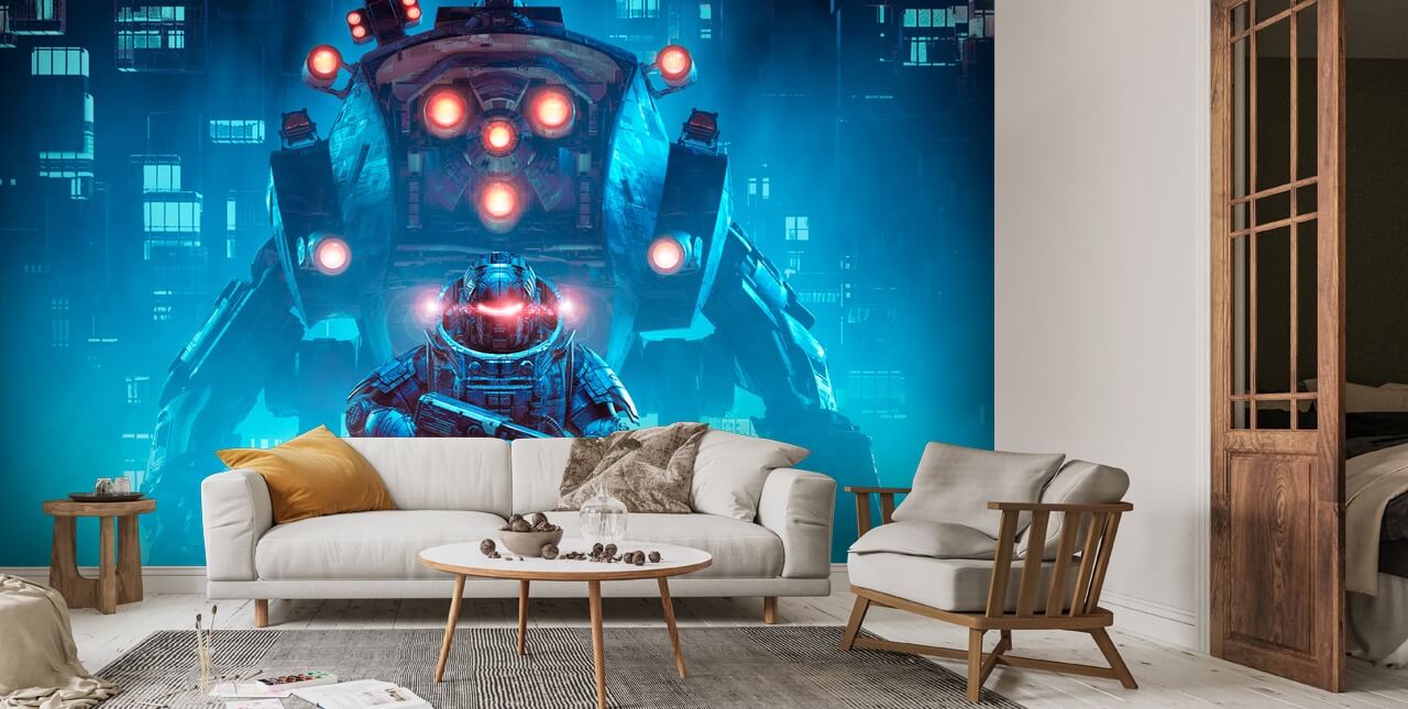 Cyberpunk Soldier Wall Mural Wallsauce US