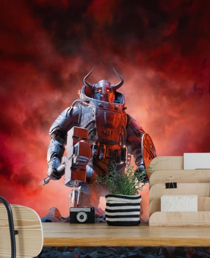 carta da parati cyber viking soldier