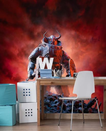 cyber viking soldier behang