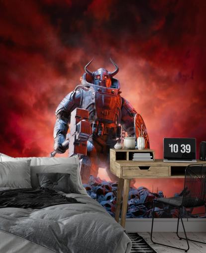 cyber viking soldier behang