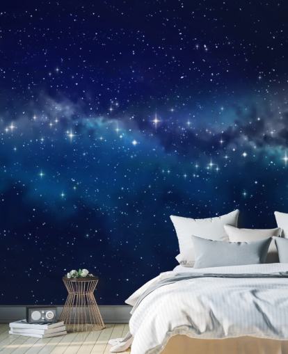 blue and black customisable space wallpaper called Star Cloud for bedrooms