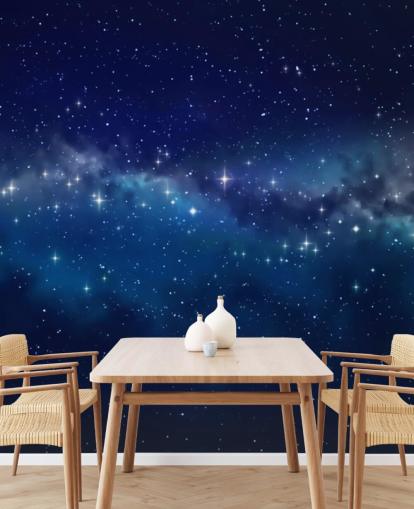 papier peint spatial personnalisable bleu et noir appelé Star Cloud pour les chambres