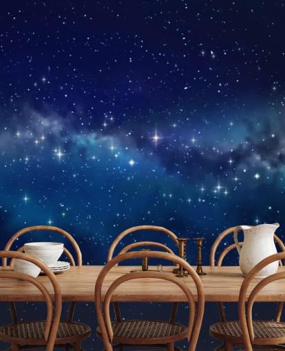 blue and black customizable space wallpaper called Star Cloud for bedrooms