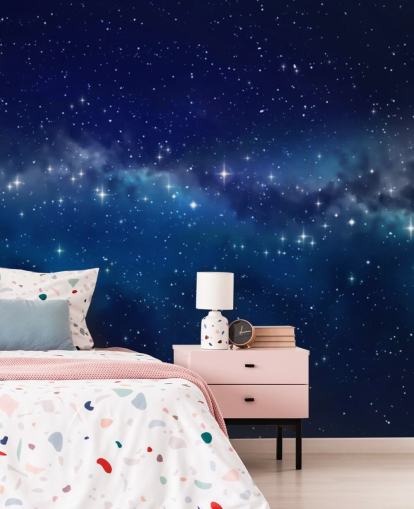blue and black customisable space wallpaper called Star Cloud for bedrooms