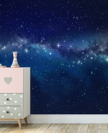 Blue and Black Starry Night Sky Wallpaper