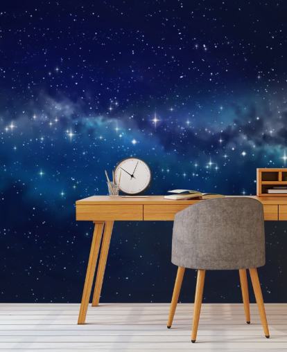 blue and black customisable space wallpaper called Star Cloud for bedrooms