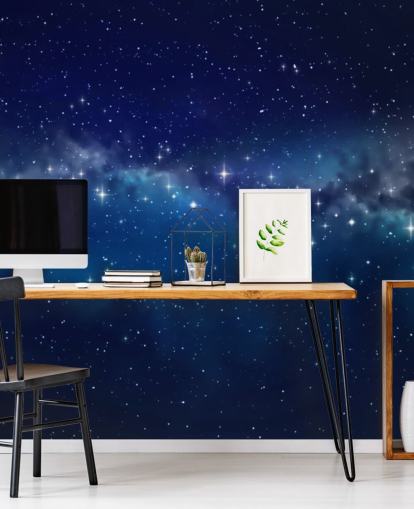 blå og svart tilpassbar rombakgrunn kalt Star Cloud for soverom