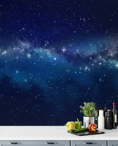 blå och svart anpassningsbar rymdtapet som heter Star Cloud för sovrum