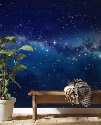 blue and black customisable space wallpaper called Star Cloud for bedrooms