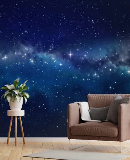 blå og svart tilpassbar rombakgrunn kalt Star Cloud for soverom blå og svart tilpassbar rombakgrunn kalt Star Cloud for soverom