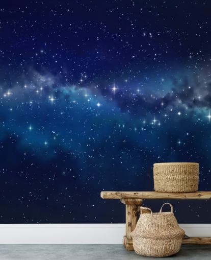 blue and black customizable space wallpaper called Star Cloud for bedrooms