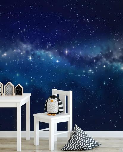 blå og svart tilpassbar rombakgrunn kalt Star Cloud for soverom blå og svart tilpassbar rombakgrunn kalt Star Cloud for soverom