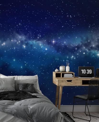 blå og svart tilpassbar rombakgrunn kalt Star Cloud for soverom blå og svart tilpassbar rombakgrunn kalt Star Cloud for soverom