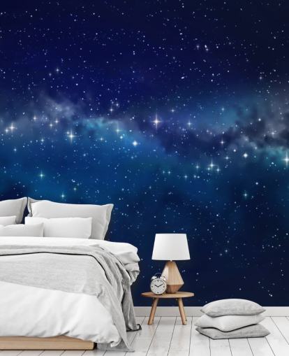 blå och svart anpassningsbar rymdtapet som heter Star Cloud för sovrum