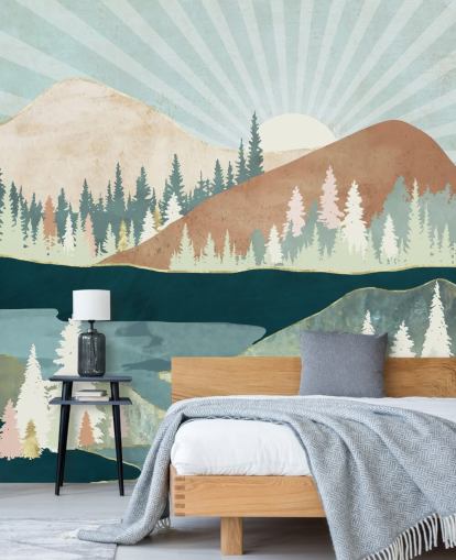 papel pintado de montañas verdes y duraz