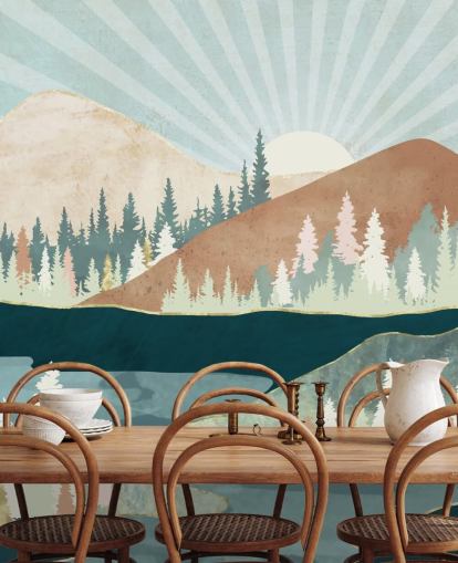 papel pintado de montañas verdes y duraz
