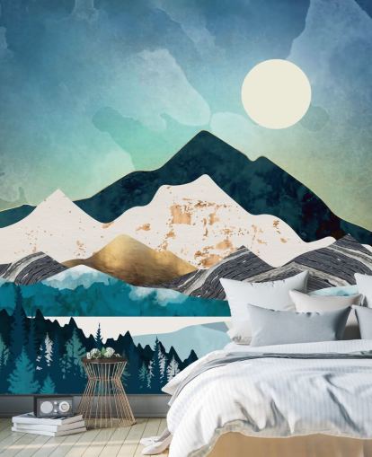 navy and light blue abstract mountains wallpaper