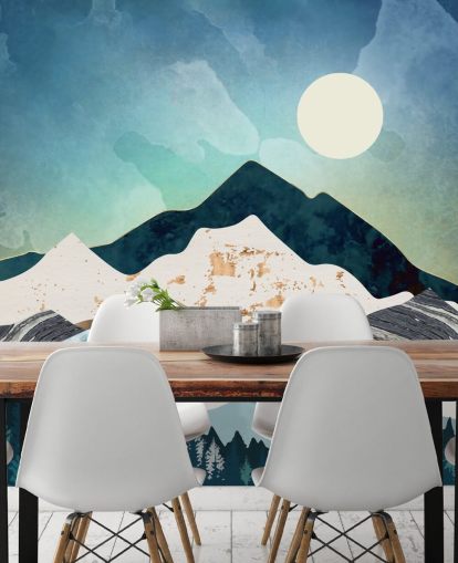 navy and light blue abstract mountains wallpaper