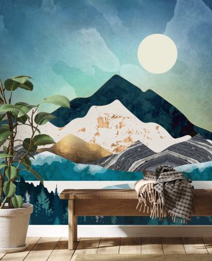 Marine und hellblau abstrakte Berge Tapete