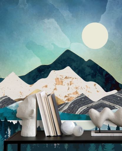 Marine und hellblau abstrakte Berge Tapete Marine und hellblau abstrakte Berge Tapete