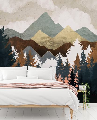 abstract tree and mountains wallpaper