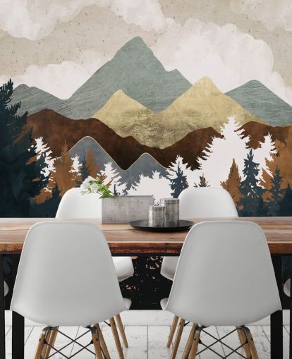 abstrakter Baum und Berge Wallpaper