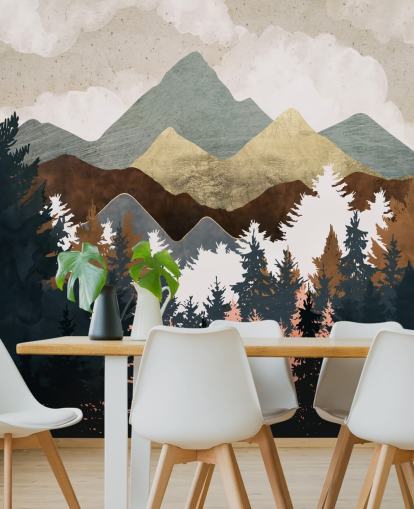 abstrakter Baum und Berge Wallpaper